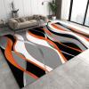 Abstract Fashion Home Decor Rug, Modern Orange Black White Grey Wavy Stripes Area Rug, Non-Slip Non-Shedding Washable Low Pile Mat for Living Room Bedroom Entryway Kitchen Office Apartment 4x6ft view 1