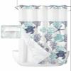 Ocean Blue Green No Hook Shower Curtain with Snap in Liner Waterproof Fabric Shower Curtain Set for Bathroom Summer Coral Sea Turtle Seahorse Starfish Shower Curtain with See Through Top 60"x72" view 1
