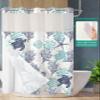 Ocean Blue Green No Hook Shower Curtain with Snap in Liner Waterproof Fabric Shower Curtain Set for Bathroom Summer Coral Sea Turtle Seahorse Starfish Shower Curtain with See Through Top 60"x72" view 2