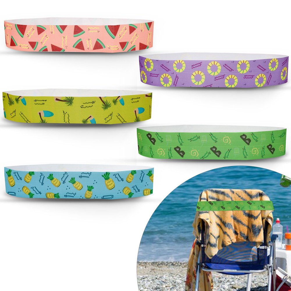 Bagentry Towel Bands 5-Pack, No Snapping Windproof Towel Straps, Rubber Towel Band Chair Clips, Towel Holder for Lounge Beach, Pool& Cruise Ship Chairs