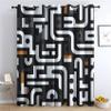 Abstract Blackout Curtains, Modern Geometric Pattern Curtains for Bedroom Living Room Decor, Black White Window Curtain Drapes Grommet Thermal Insulated, 52 x 120 Inch 2 Panels Set PW&158 view 1