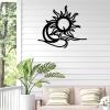 Celestial Metal Wall Art, Sun and Moon Metal Wall Decor, Wacky Sun Metal Art, Moon Art Wall Decor, Sun Moon Wall Art, Celestial Boho Wall Art, Sun and Moon Outdoor Wall Decor (Silver, 19"x16" | 47x41cm) view 2