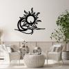 Celestial Metal Wall Art, Sun and Moon Metal Wall Decor, Wacky Sun Metal Art, Moon Art Wall Decor, Sun Moon Wall Art, Celestial Boho Wall Art, Sun and Moon Outdoor Wall Decor (Silver, 19"x16" | 47x41cm) view 3