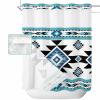 SEVENBABU Boho No Hook Shower Curtain with Snap in Liner Waterproof Fabric Shower Curtain Set for Bathroom Modern Geometric Blue White Stripe Shower Curtain with See Through Top Window 66"x72" view 1