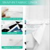 SEVENBABU Boho No Hook Shower Curtain with Snap in Liner Waterproof Fabric Shower Curtain Set for Bathroom Modern Geometric Blue White Stripe Shower Curtain with See Through Top Window 66"x72" view 3