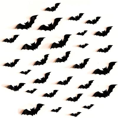 Generic 128PCS Bats Wall Decor Halloween Decorations,Halloween Bats Stickers Wall Decals 3D Bat Cutouts Wall Stickers Halloween Decor Party Supplies 4 Sizes (80pcs)