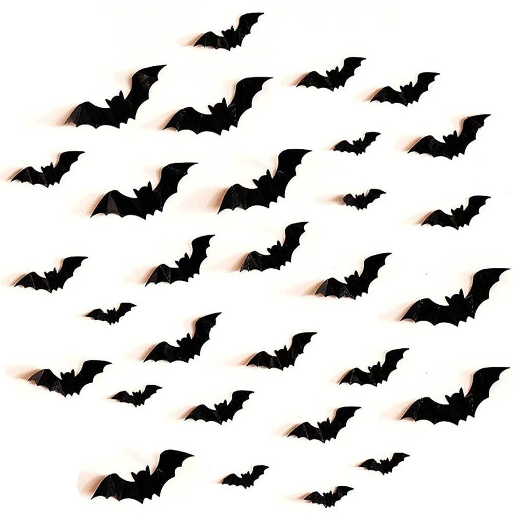 Generic 128PCS Bats Wall Decor Halloween Decorations,Halloween Bats Stickers Wall Decals 3D Bat Cutouts Wall Stickers Halloween Decor Party Supplies 4 Sizes (80pcs)