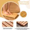 Kunovo Fan-Shape Bathroom Mat, Waterproof Wood Grille Slats Shower Platforms, Easy Clean Multifunctional Bath Drain Board for Potted Plant Stands(90cm/35.4" x110cm/43.3") view 4