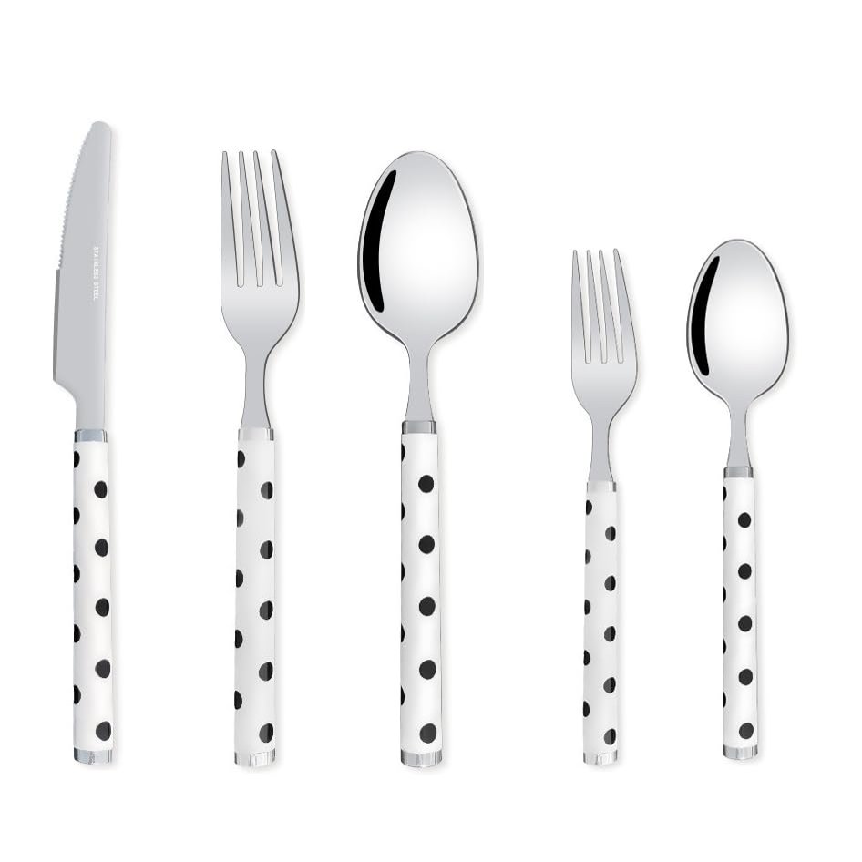30-piece silverware set, 18/8 stainless steel flatware, service for 6, forks and spoons silverware set, thickened wave point handle fork spoon knife set, eating utensils sets