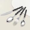30-piece silverware set, 18/8 stainless steel flatware, service for 6, forks and spoons silverware set, thickened wave point handle fork spoon knife set, eating utensils sets view 2