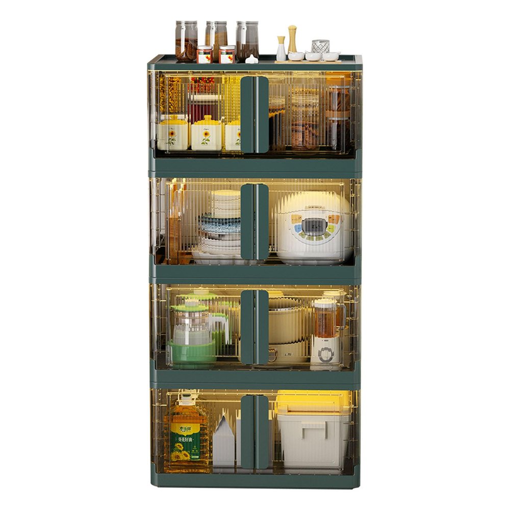 HomeLoft Basics Closet Organizers and Storage, Folding Shoe Box, Foldable Sneaker Shoe Storage Boxes, No Assembly Stackable Shoe Organizer, Green, 49x31cm, 4 Tier