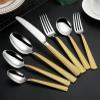 42-piece silverware set, forks and spoons silverware set for 6,18/8 stainless steel flatware, mirror polished, relief handle tableware set, honeycomb series eating utensils sets view 1