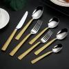 42-piece silverware set, forks and spoons silverware set for 6,18/8 stainless steel flatware, mirror polished, relief handle tableware set, honeycomb series eating utensils sets view 2