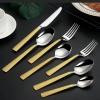 42-piece silverware set, forks and spoons silverware set for 6,18/8 stainless steel flatware, mirror polished, relief handle tableware set, honeycomb series eating utensils sets view 3