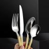 42-piece silverware set, forks and spoons silverware set for 6,18/8 stainless steel flatware, mirror polished, relief handle tableware set, honeycomb series eating utensils sets view 4