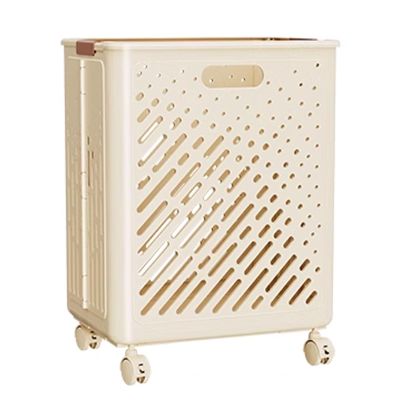 AoForce Laundry Basket with Wheels and Handle Foldable Laundry Basket Made of PP Material Clothes Hamper for Laundry & Bedroom Breathable Design(Yellow,38 * 30 * 50CM)
