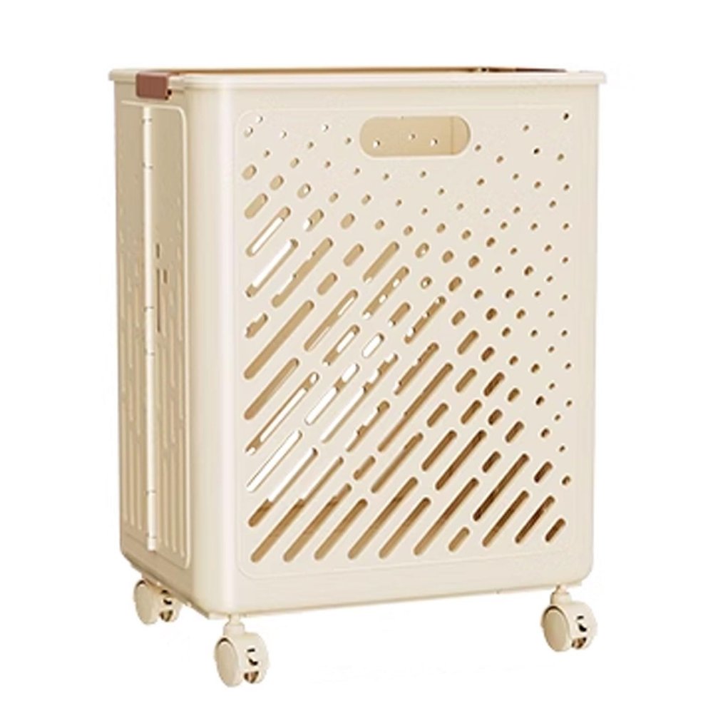 AoForce Laundry Basket with Wheels and Handle Foldable Laundry Basket Made of PP Material Clothes Hamper for Laundry & Bedroom Breathable Design(Yellow,38 * 30 * 50CM)