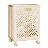 AoForce Laundry Basket with Wheels and Handle Foldable Laundry Basket Made of PP Material Clothes Hamper for Laundry & Bedroom Breathable Design(Yellow,38 * 30 * 50CM) view 1