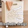 AoForce Laundry Basket with Wheels and Handle Foldable Laundry Basket Made of PP Material Clothes Hamper for Laundry & Bedroom Breathable Design(Yellow,38 * 30 * 50CM) view 2