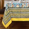 72x180 Inches Rectangle Hand Block Printed Cotton Tablecloth, Green Pink Floral Table Cloths Washable, Indian Table Linen for Valentine Thanksgiving Gifts Home Decor Dinning Outdoor view 4