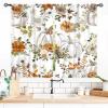 Autumn Pumpkins Curtains, Fall Thanksgiving Harvest Watercolor Orange Floral Maple Leaves Farmhouse Country Rustic Window Drapery Treatments for Bedroom Living Room Kitchen 2 Panels Set, 55x39 Inch view 1