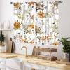 Autumn Pumpkins Curtains, Fall Thanksgiving Harvest Watercolor Orange Floral Maple Leaves Farmhouse Country Rustic Window Drapery Treatments for Bedroom Living Room Kitchen 2 Panels Set, 55x39 Inch view 2
