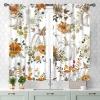 Autumn Pumpkins Curtains, Fall Thanksgiving Harvest Watercolor Orange Floral Maple Leaves Farmhouse Country Rustic Window Drapery Treatments for Bedroom Living Room Kitchen 2 Panels Set, 55x39 Inch view 3