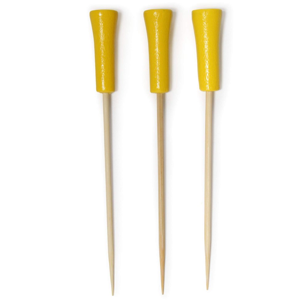 BambooMN Decorative Golf Tee Bamboo Cocktail Sandwich Skewer Picks - 4.25" - Yellow - 10,000 Pieces