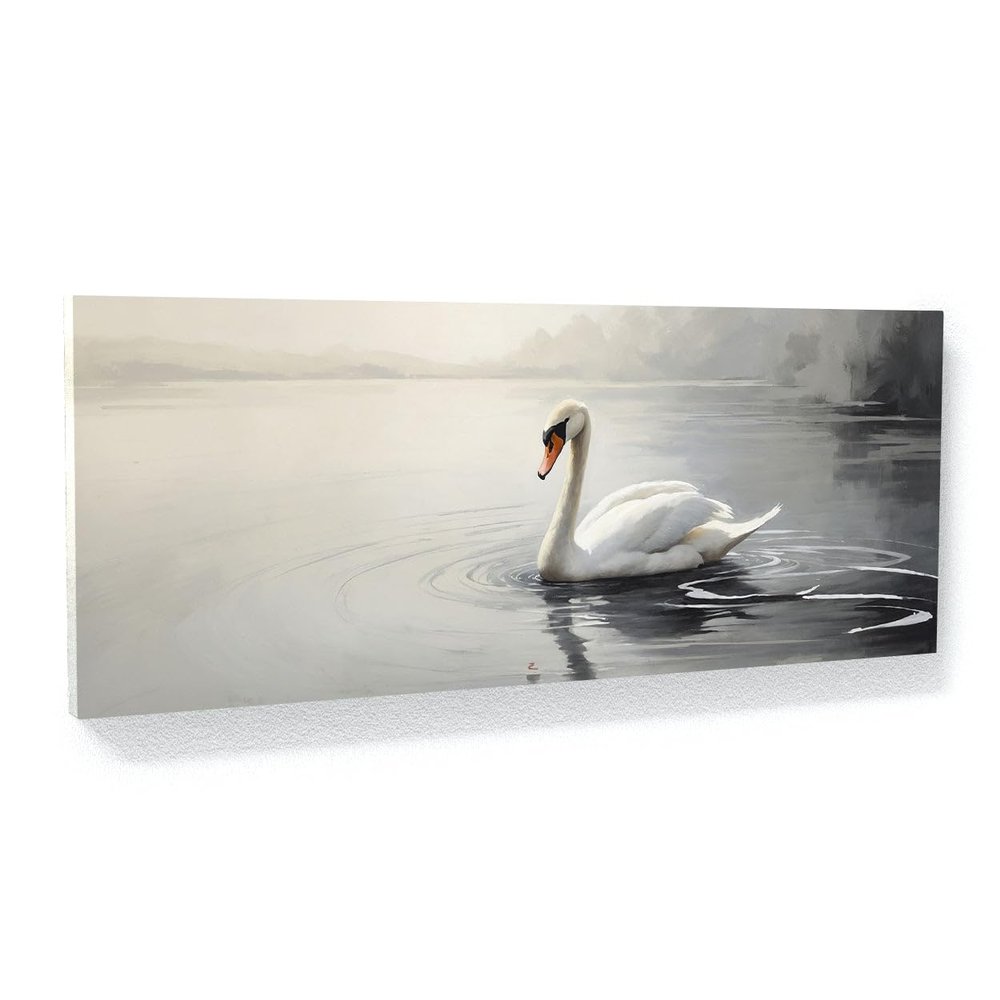Sense Canvas Swan Elegant Silhouette 99 Canvas Art - Home Decor Wall Art Print Poster Painting Small 20x8 / 1.5"