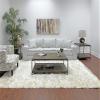 WEALTHOUSE Industrial 3-Piece Coffee Table Set with Removable Casters, Fixed Bottom Shelf, Aged Graphite Finish, Hardwood Solid and Oak Veneer Construction, Metal Frame (Coffee Table) view 2