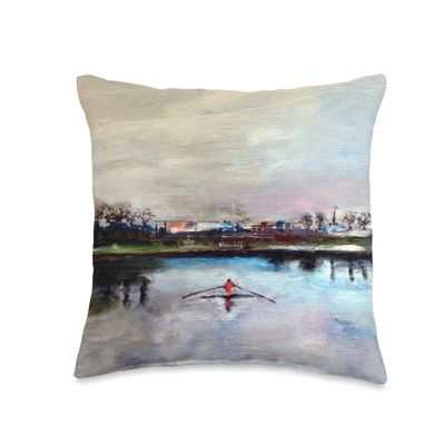 American Crew Rowing Sculling Rowing Boat Rower Art Throw Pillow