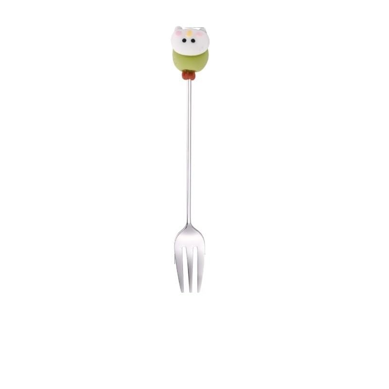 SEELLODGE Silverware Flatware Cutlery Set, 1/4/6/8/10/12 Pieces cartoon stainless steel forks cute animal forks creative spoons pineapple strawberry(Green,6Pcs)