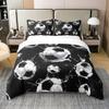 Feelyou Kids Boys Football Soccer Comforter Cover Full Size Sports Game Soccer Comforter Cover for Teens Boys Girls Black White Soccer 100% Cotton Duvet Cover,No Comforter view 1