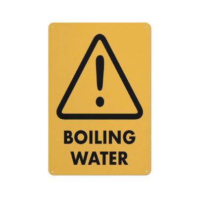 Warning Boiling Water Sign 12 X 8 Inches Reflective Aluminum Metal Warning Signage With Symbol For Indoor Outdoor Use