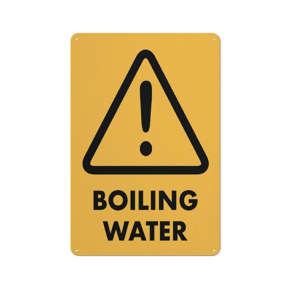 Warning Boiling Water Sign 12 X 8 Inches Reflective Aluminum Metal Warning Signage With Symbol For Indoor Outdoor Use