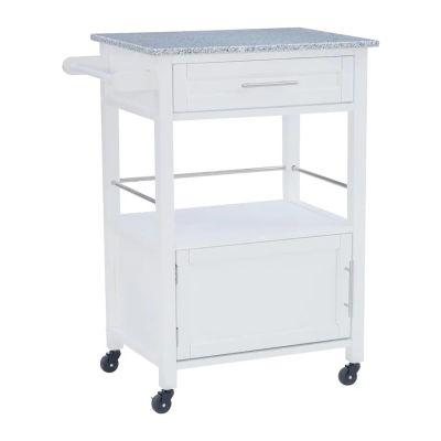 CFGH6FDF Kitchen Island Cart White Storage Cart On Wheels,Rolling Storage Cart with Granite Top,for Kitchen,Dining,Bathroom Kitchen Trolley