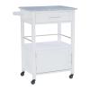 CFGH6FDF Kitchen Island Cart White Storage Cart On Wheels,Rolling Storage Cart with Granite Top,for Kitchen,Dining,Bathroom Kitchen Trolley view 1