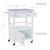 CFGH6FDF Kitchen Island Cart White Storage Cart On Wheels,Rolling Storage Cart with Granite Top,for Kitchen,Dining,Bathroom Kitchen Trolley view 2