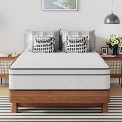 12 Inch Innerspring Mattress in a Box with Bamboo charcoal Gel Memory Foam, Gel Memory Foam and Individually Pocket Innerspring Mattress in a Box for Motion Isolation, CertiPUR-US Certified (Full)