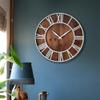 Evursua 24 Inch Large Metal&Wood Wall Clocks Modern Rustic Blend Farmhouse Clocks Distressed Real Wood Handmade Clock for Living Room Decor Home Wall Hanging Accessories Oversized view 2