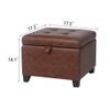 Adeco Small Faux Leather Storage Ottoman Bench with Wood Legs, Square Red & Brown PU Cube Foot Stool, Upholstered Button Tufted Vanity Chair with Hinged Lid for Living Room, Bedroom, Dorm view 3