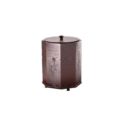 GTEFSWS Trash Cans Garbage Cans, Retro Rattan Trash Can,with Lid Geometric Edge Rubbish Bin,2.1 Gallon Capacity Chinese Style Waste Baskets Recycle