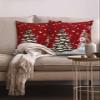 Christmas Tree Snowflake Pillow Covers 18x18 Inch Set of 2, Red Cute Snowman Decorations Outdoor Throw Pillow Covers, Winter Holiday Square Pillowcases for Patio Sofa Couch Bedroom Decorative view 2