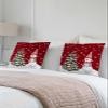 Christmas Tree Snowflake Pillow Covers 18x18 Inch Set of 2, Red Cute Snowman Decorations Outdoor Throw Pillow Covers, Winter Holiday Square Pillowcases for Patio Sofa Couch Bedroom Decorative view 3