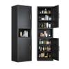 GAIOUS 66.93" Tall Narrow Bathroom Cabinet, Steel Corner Floor Cabinet with 2 Doors & Shelves, Freestanding Kitchen Hutch Bar with Open Countertop for Kitchen Bathroom Room Dining Room, Black view 1