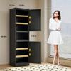 GAIOUS 66.93" Tall Narrow Bathroom Cabinet, Steel Corner Floor Cabinet with 2 Doors & Shelves, Freestanding Kitchen Hutch Bar with Open Countertop for Kitchen Bathroom Room Dining Room, Black view 2