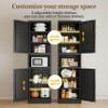 GAIOUS 66.93" Tall Narrow Bathroom Cabinet, Steel Corner Floor Cabinet with 2 Doors & Shelves, Freestanding Kitchen Hutch Bar with Open Countertop for Kitchen Bathroom Room Dining Room, Black view 3