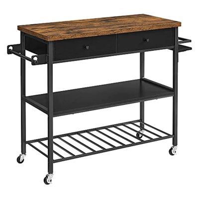 CFGH6FDF Kitchen Island Cart Kitchen Island,Kitchen Cart,3-Tier Microwave Stand with 2 Drawers,Towel Bar,Spice Holder,17.7 X 46.9 X 35.8 Inches Kitchen Trolley