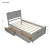 CIGEGE Simple Wooden Platform Bed with headboard, 2 Storage Drawers on Wheels, Double Bed Frame, Dark Grey view 3