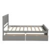 CIGEGE Simple Wooden Platform Bed with headboard, 2 Storage Drawers on Wheels, Double Bed Frame, Dark Grey view 4